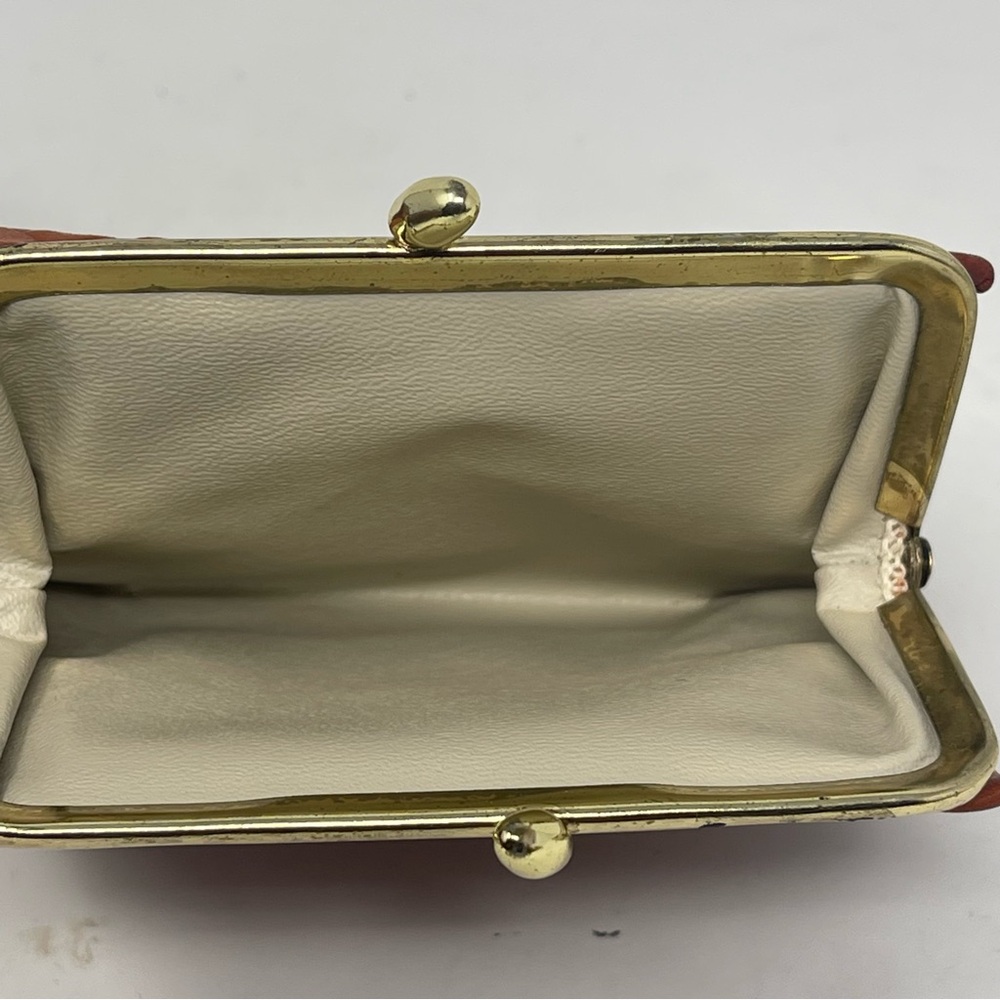 Prince Gardner Wallet Tan Brown Genuine Lambskin Leather Kiss Lock Coin Vintage - Picture 11 of 14
